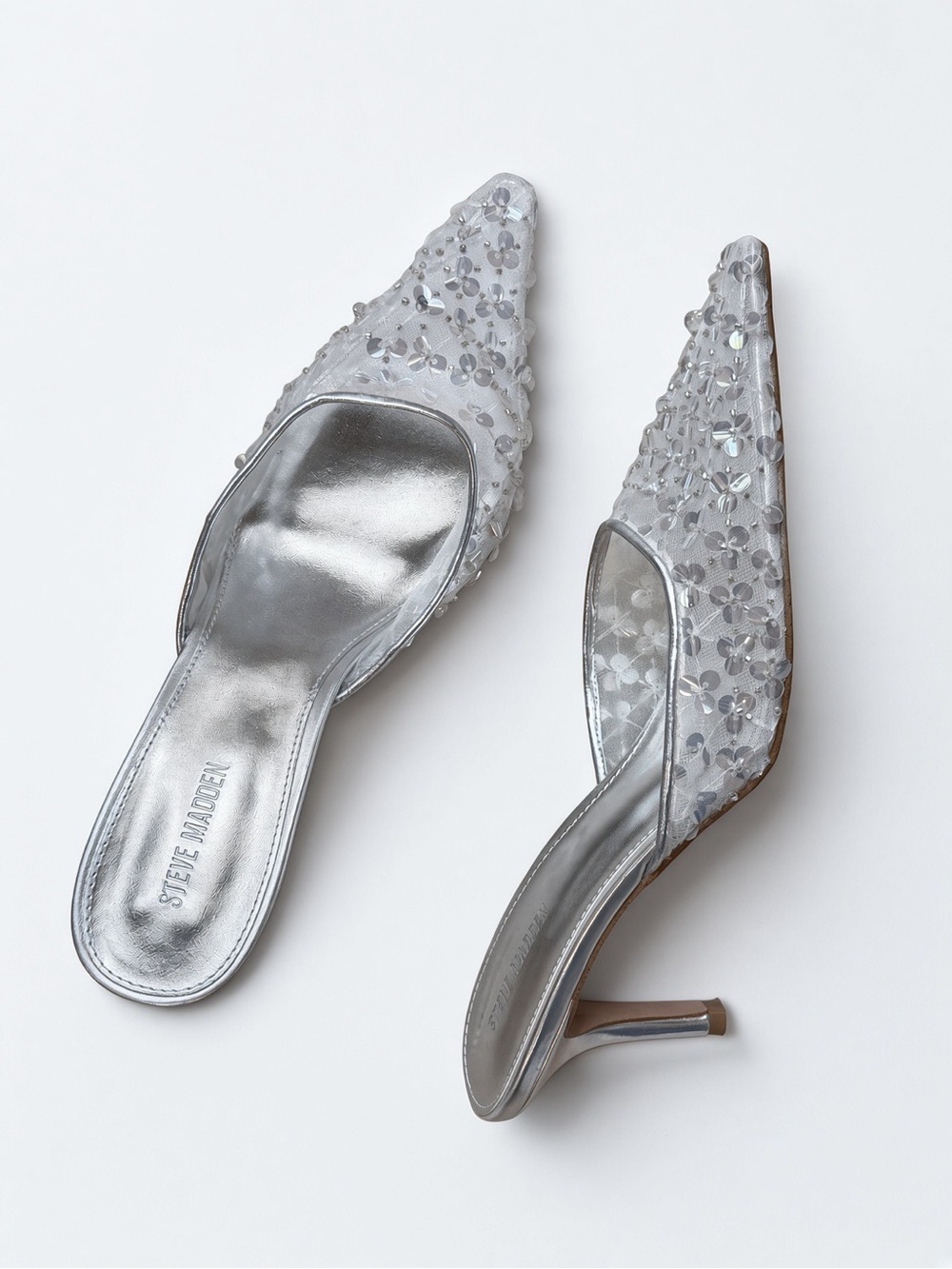 Steve Madden White Alexi Sequin Silver - Picture 7 of 14